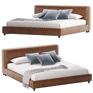 3D DAVENPORT KING LEATHER BED - VINTAGE TOBACCO 2015