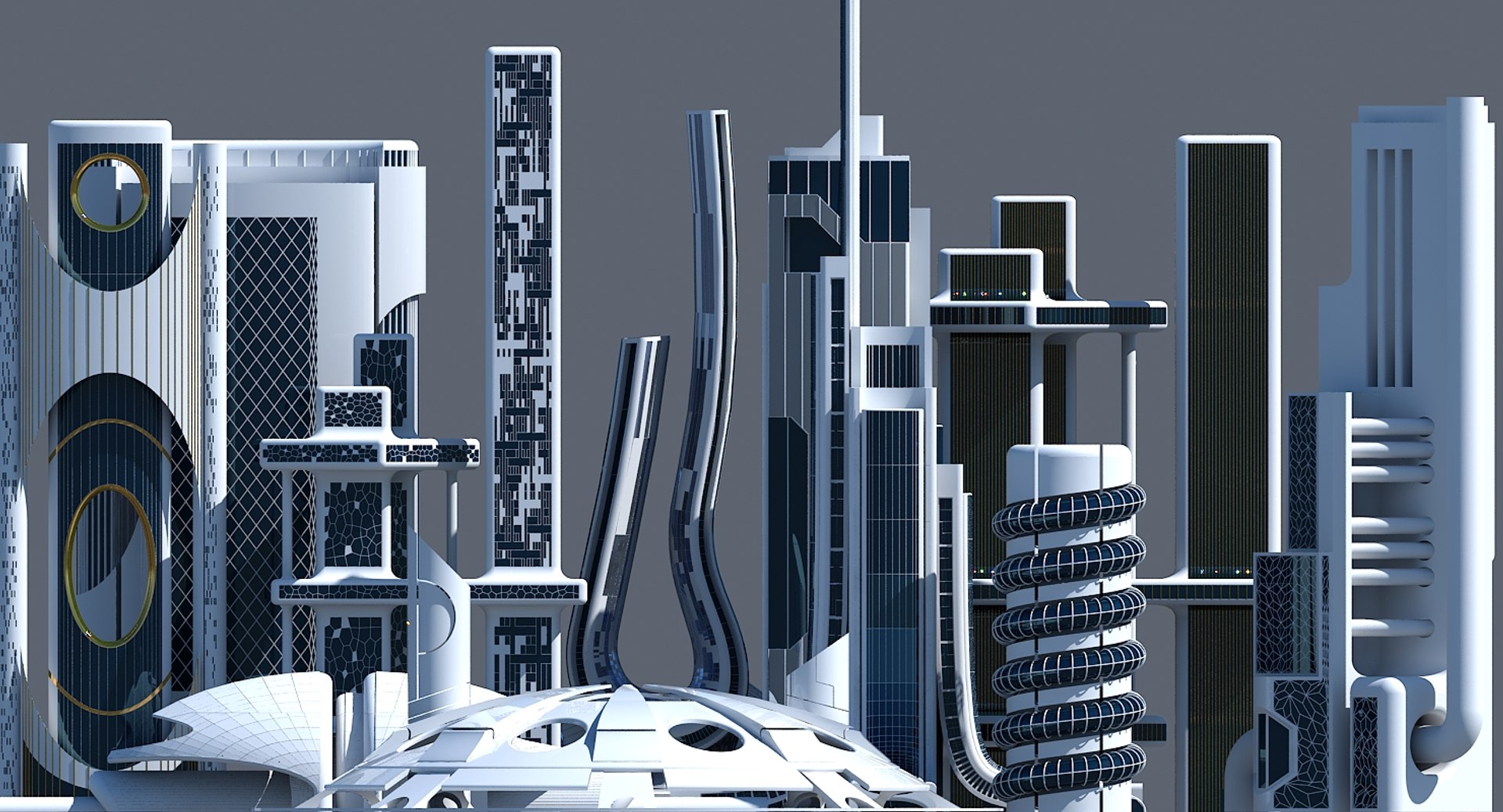 3D Futuristic Skyscrapers Buildings Architectural - TurboSquid 1401604