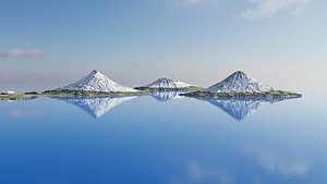 Snowy volcano islands PBR 3D