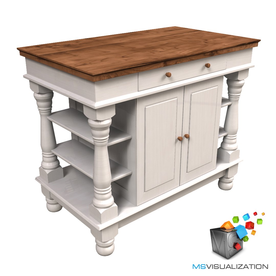 Colonial Kitchen Table 3d Max