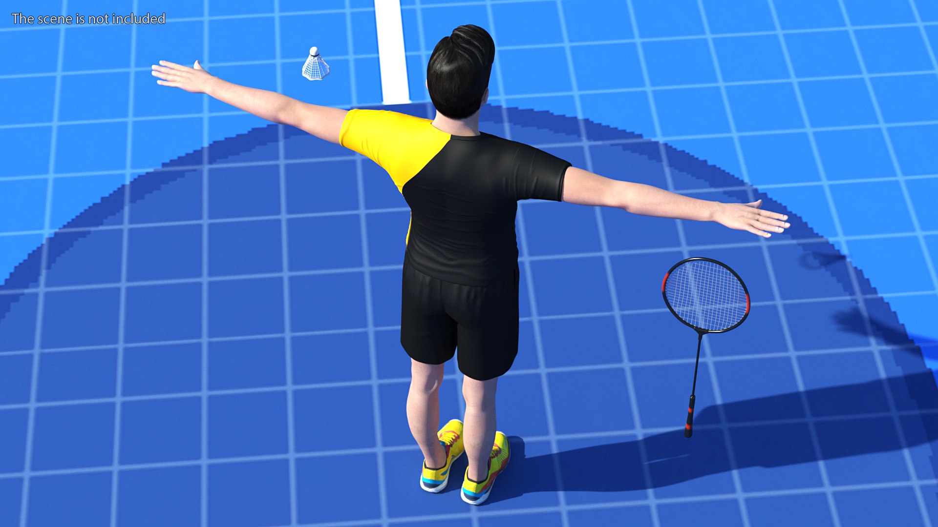 3D Asian Man With Badminton Racket T Pose - TurboSquid 1816803