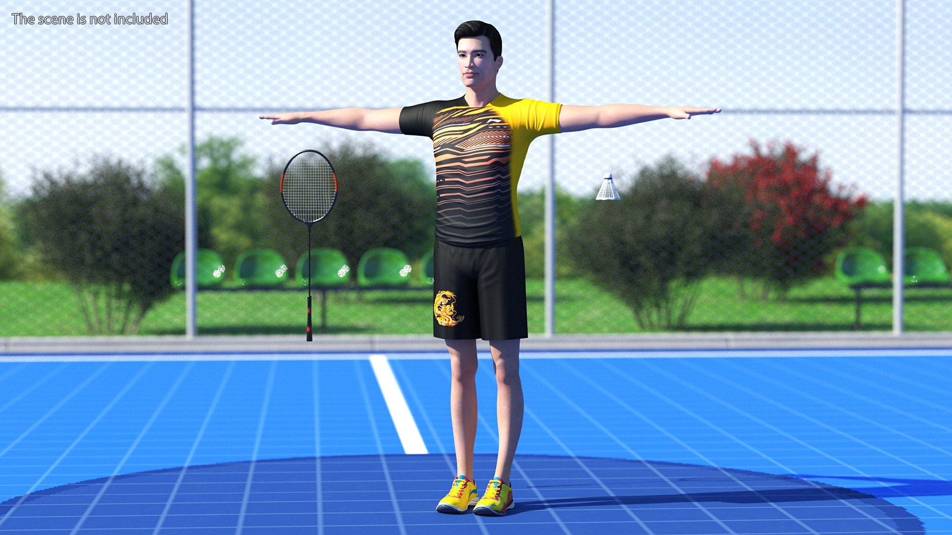 3D Asian Man With Badminton Racket T Pose - TurboSquid 1816803