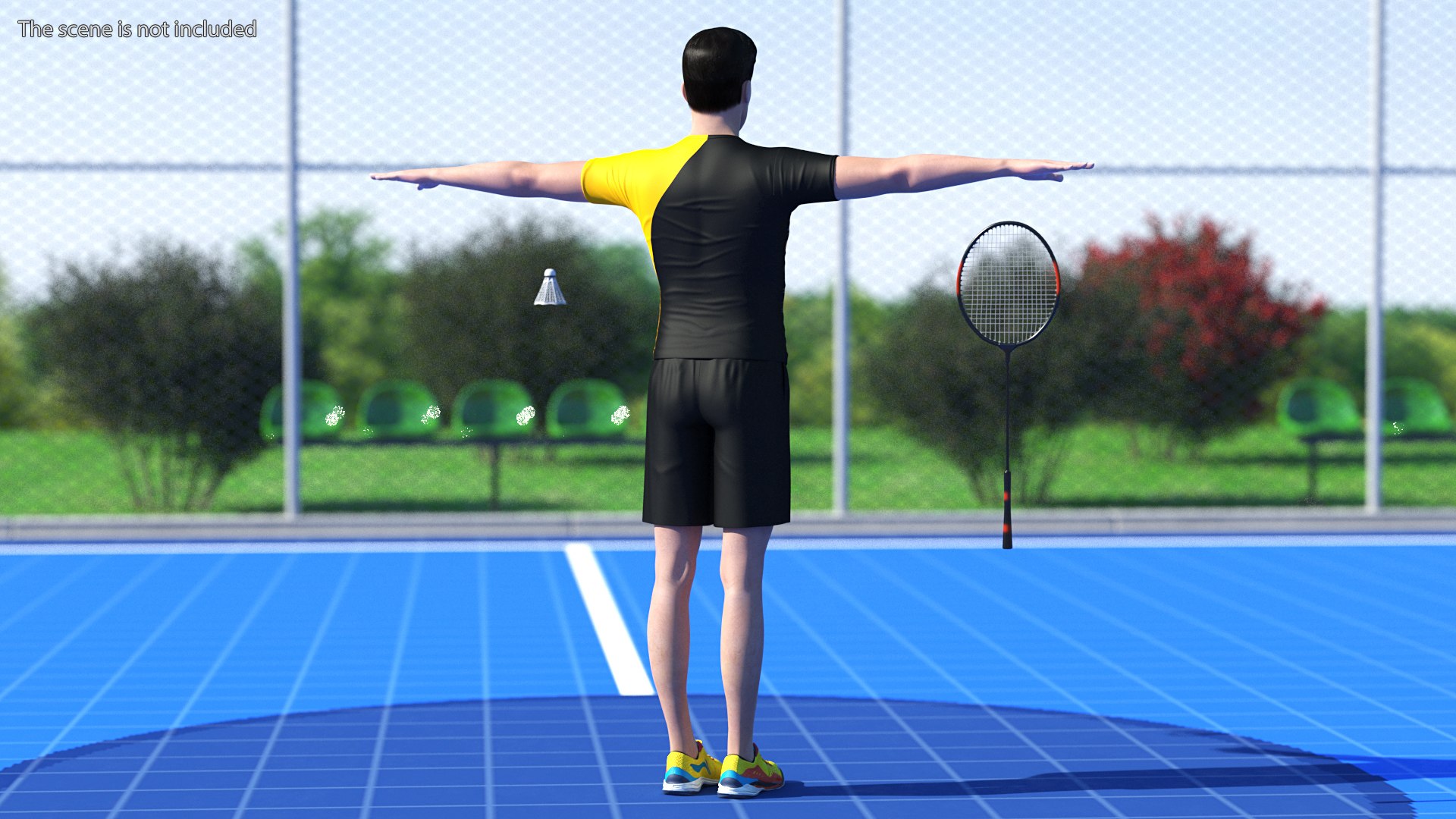 3D Asian Man with Badminton Racket T Pose - TurboSquid 1816803