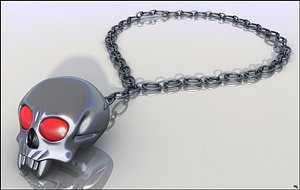 necklace silver skull 3d model