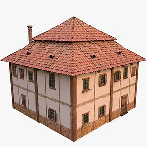 Medieval Two Storey House 3D