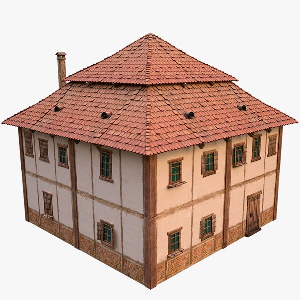 Medieval Two Storey House 3D