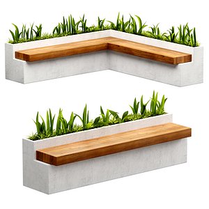 Street Modern Benches with Plants