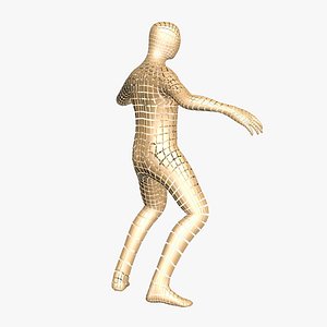 3D Futuristic Gold Dancer Animated Polygonal Body model