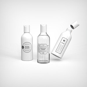 Cosmetic bottle 500ml 3D model with label and fluid inside 3D model 3D model