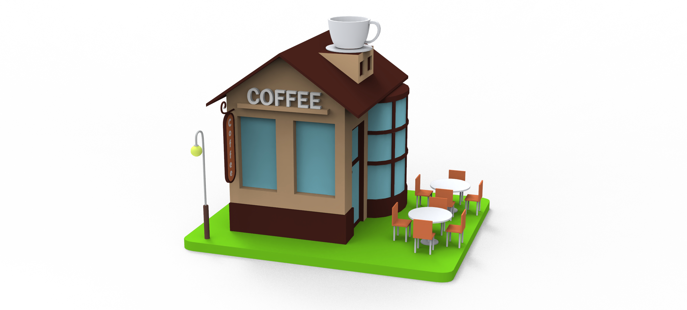 3D Cartoon Coffee Shop - TurboSquid 1864944