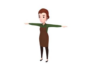 girl character cartoon 3D model