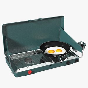 3D Camping Stove with Fried Eggs
