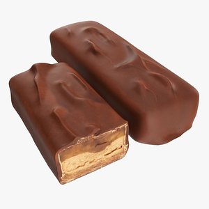 Chocolate bar with cut 02 3D
