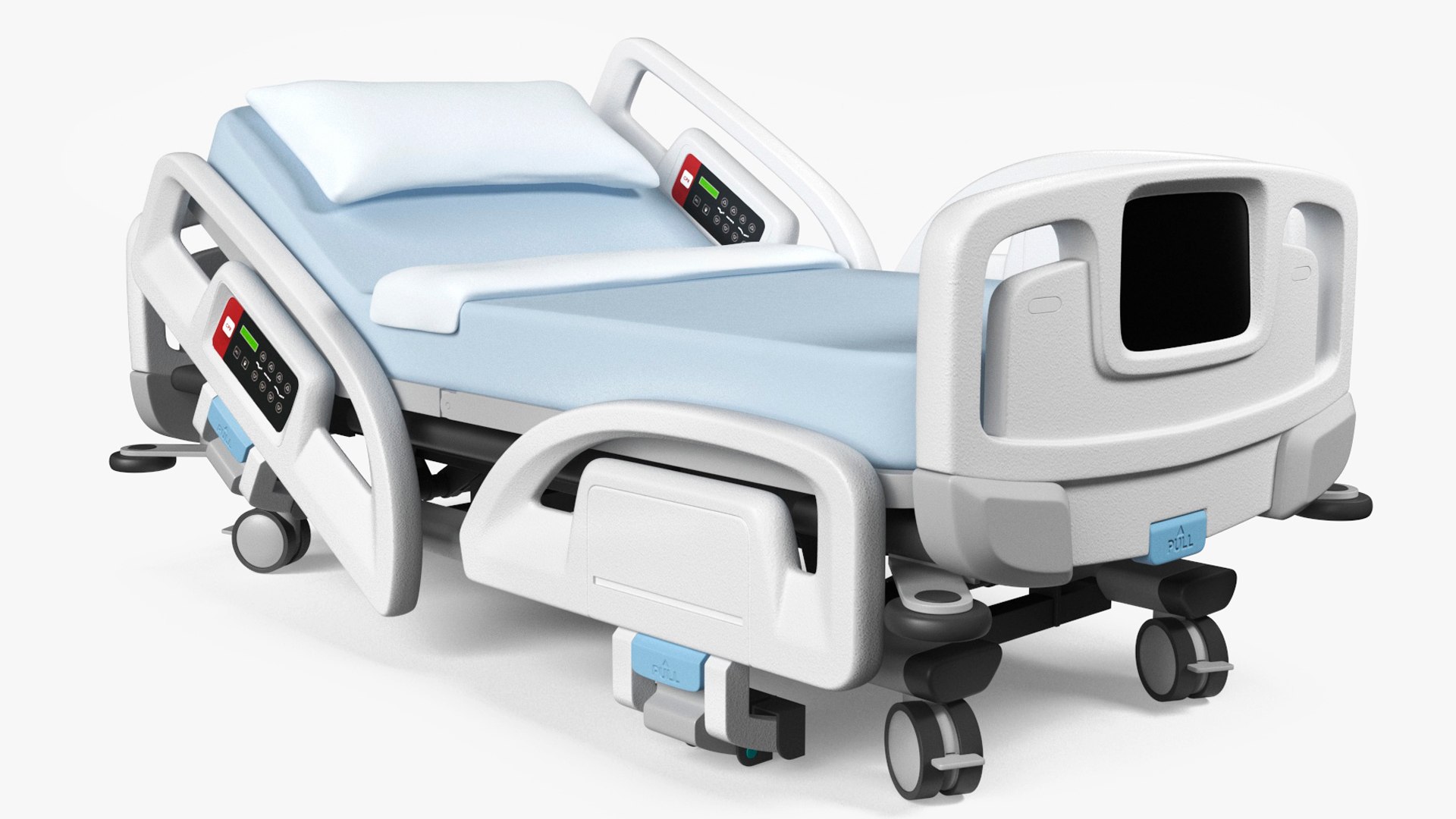 Smart Hospital Bed Off State Rigged for Cinema 4D 3D model preview