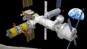 NASAs Lunar Gateway with Orion Docked Left