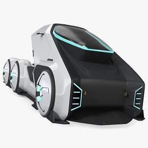 Futuristic Hi-Tech Truck White Rigged