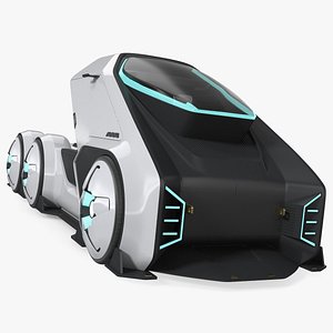 Futuristic Hi-Tech Truck White Rigged