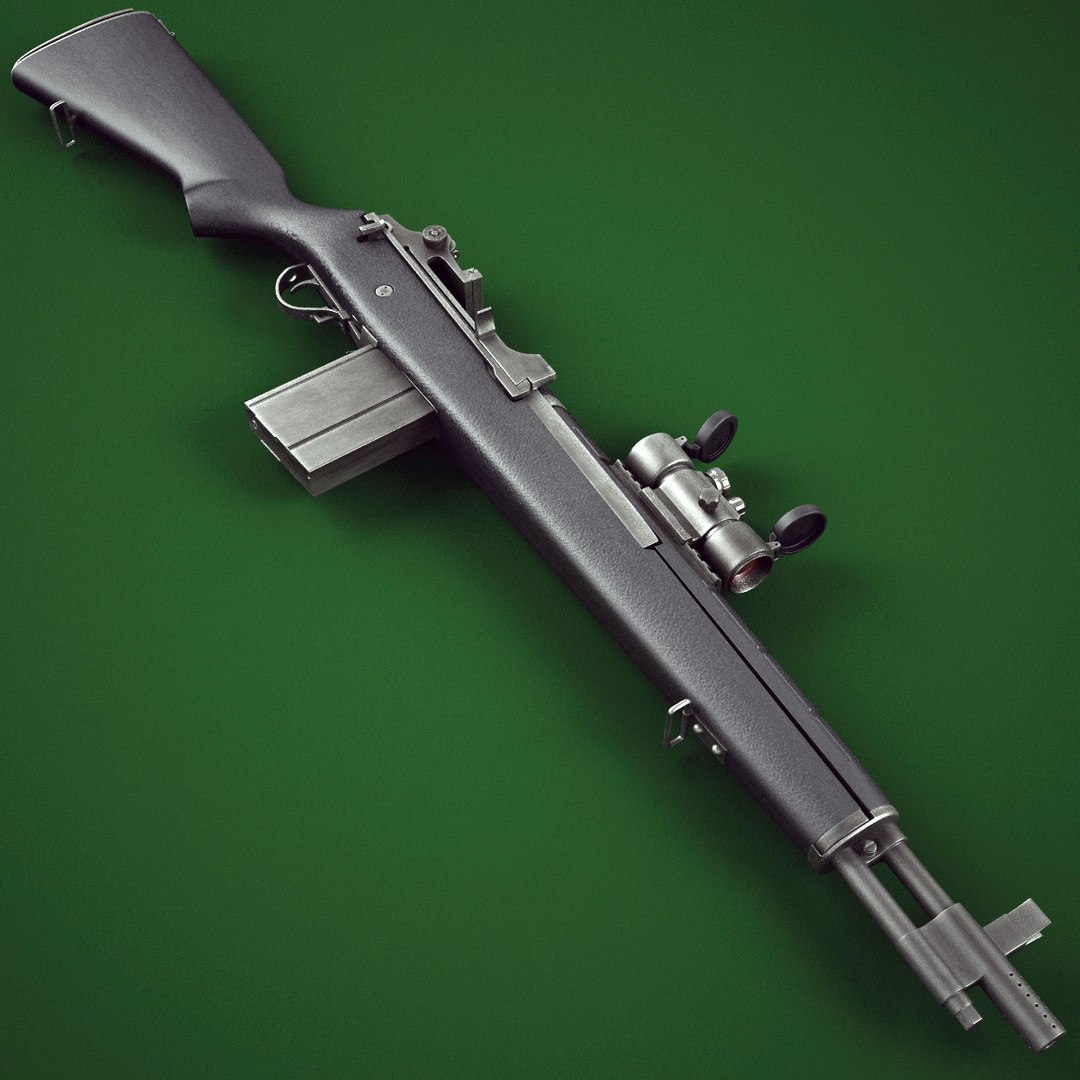 3d model m14 socom rifle red