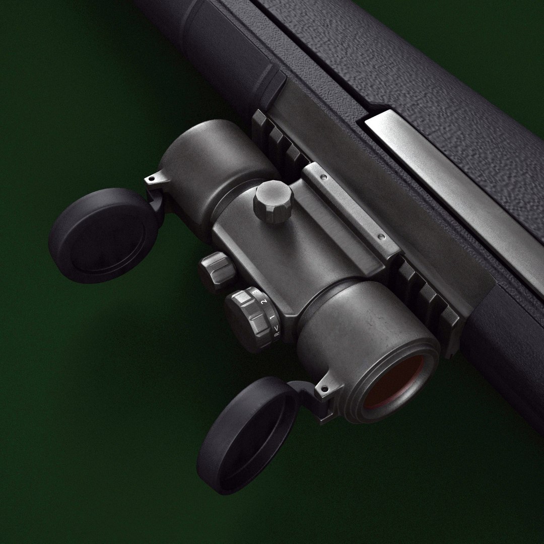 3d model m14 socom rifle red