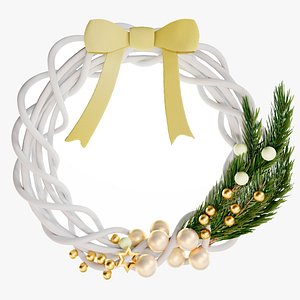 3D Rattan wreath Christmas decor yellow model