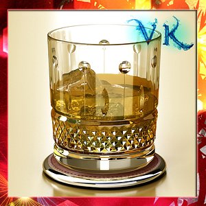Whisky cut glass + Chivas coaster