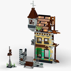 3D Lego Ruined House Destroyed Building