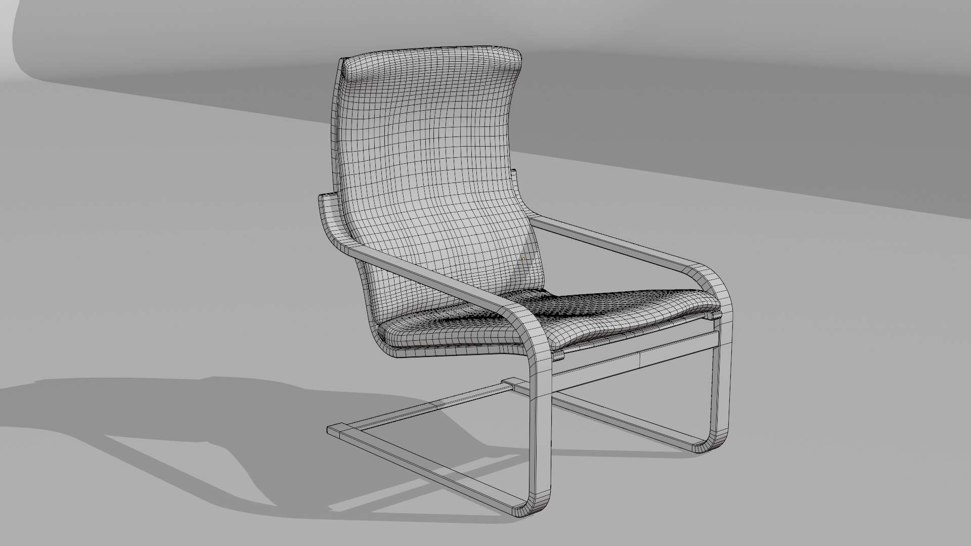 3D Chair POANG Model TurboSquid 1905083   Wireframe1 