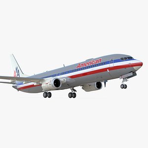 3D American Airlines Boeing 737-900 with Cabin and Doors model