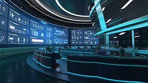 3D Control Room, Monitoring room, command center model