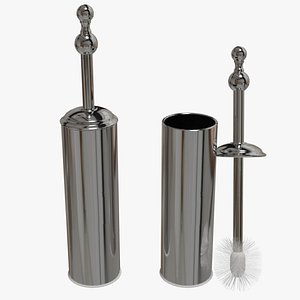 Minimalist Silver Toilet Brush A Modern Accent for Bathroom 3D model 3D model