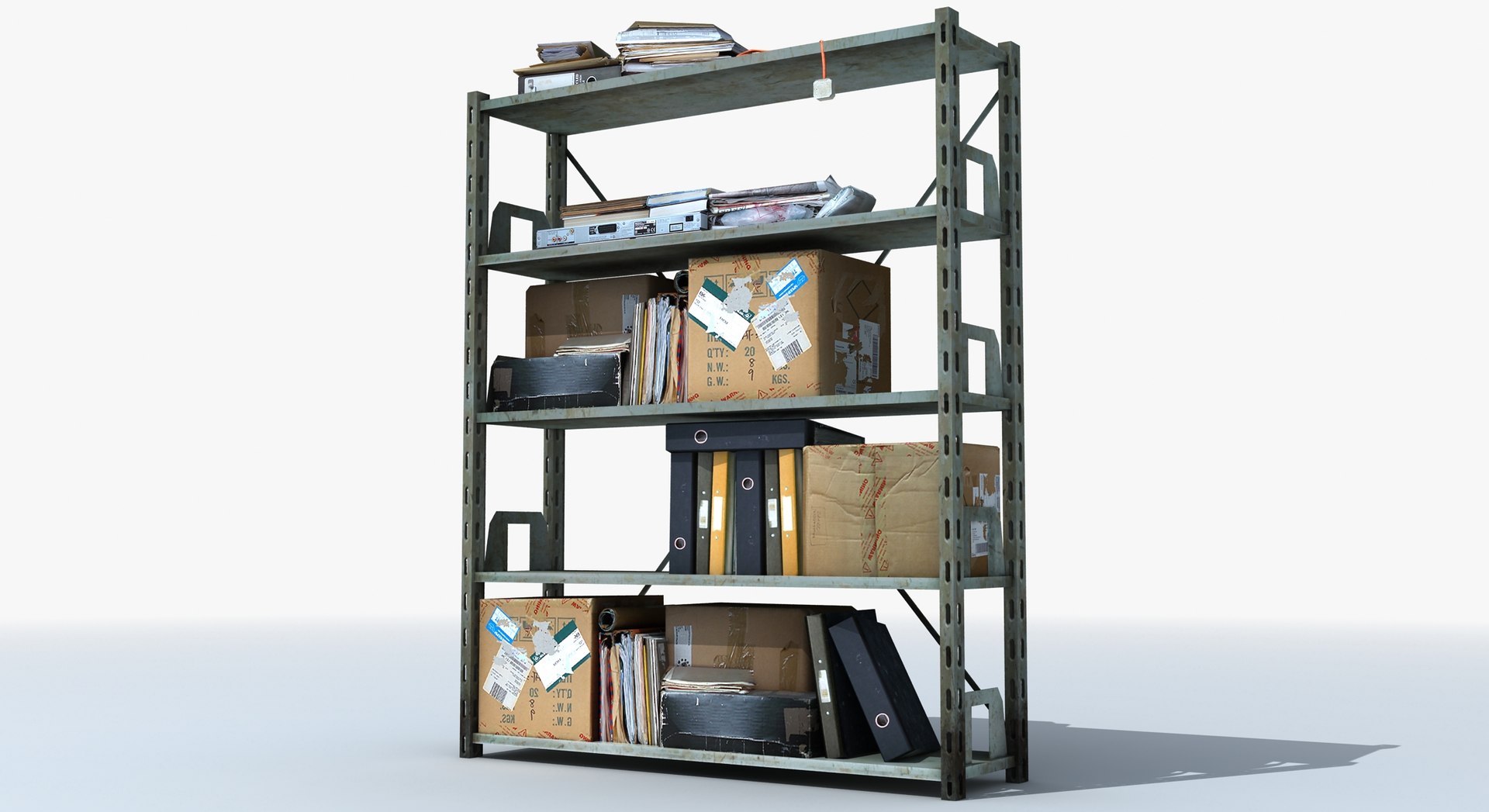 Metal Shelving Clutter 3d Model