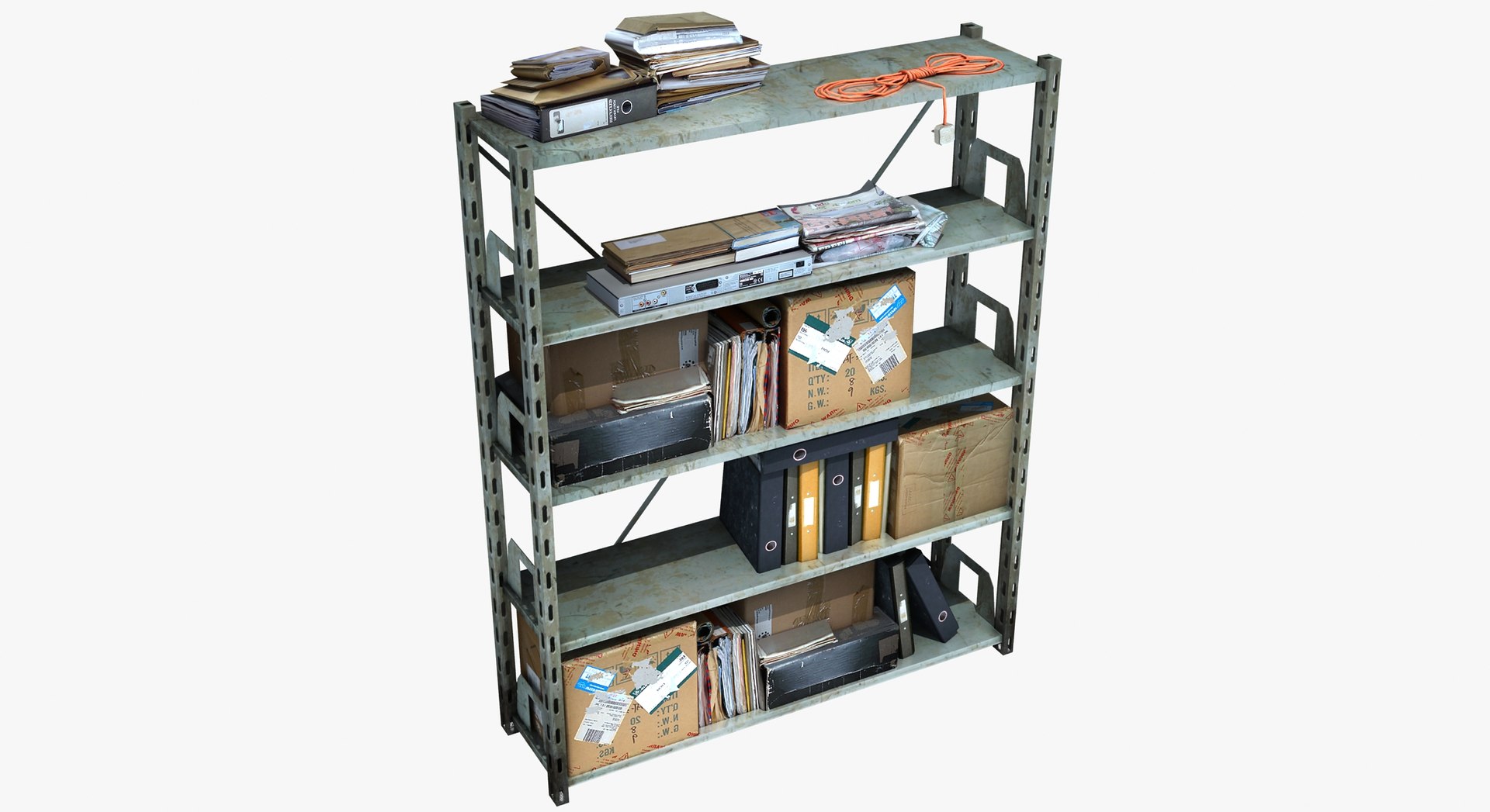 Metal Shelving Clutter 3d Model
