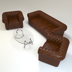 3d model chesterfield set sofa