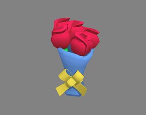 Cartoon red rose bouquet 3D model