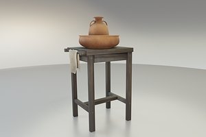 3D Rustic Wash Basin and Stand