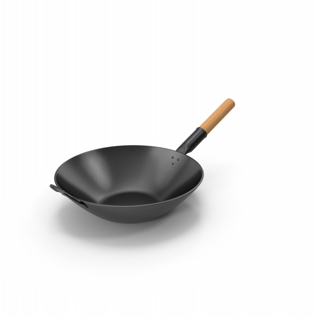 Wok With Wooden Handle 3D - TurboSquid 1896326