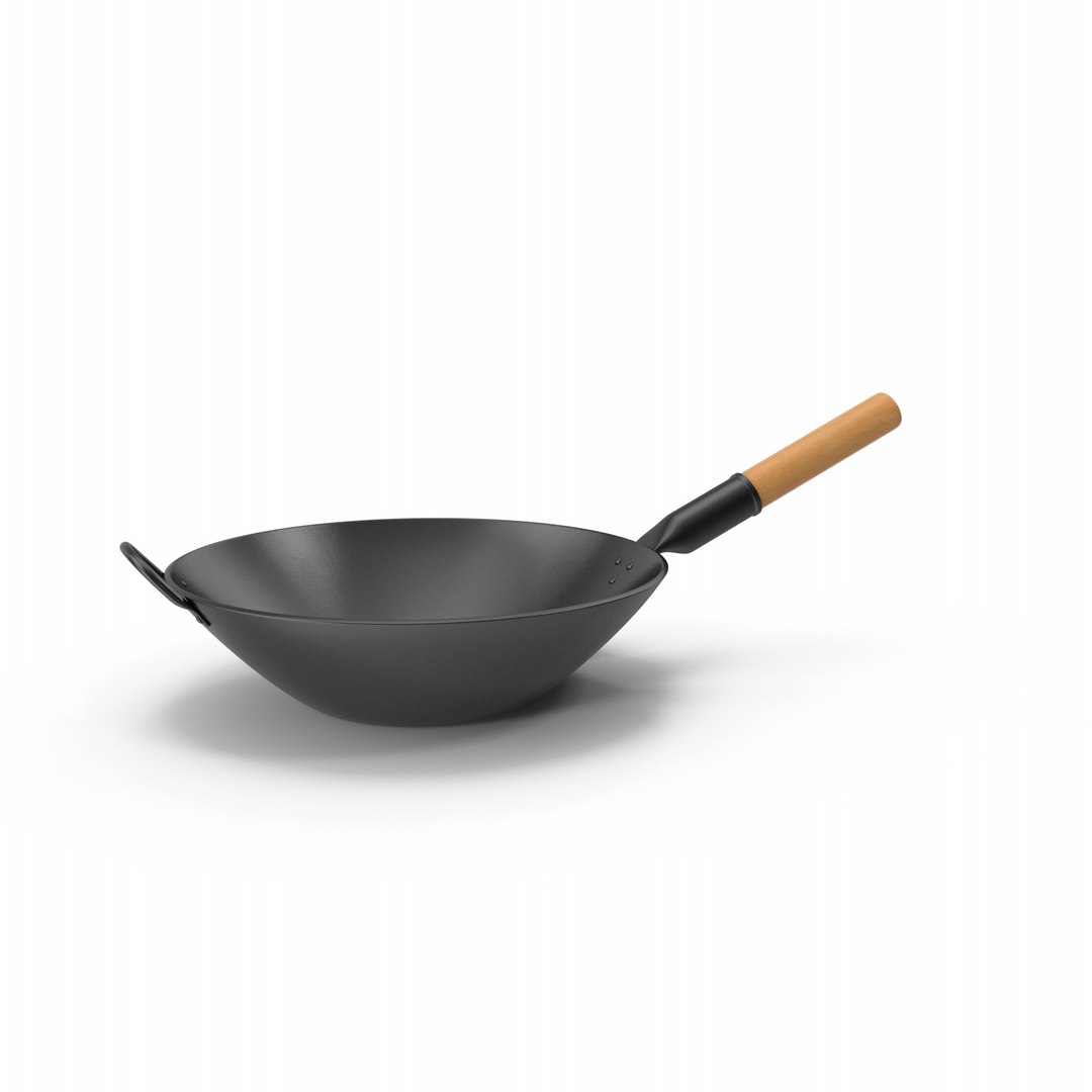 Wok With Wooden Handle 3D - TurboSquid 1896326