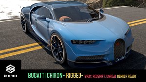 Bugatti Chiron -Rigged- Render Ready-unreal-vray-redshift