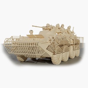 Armored personnel carrier BTR-82A with bars 3D model