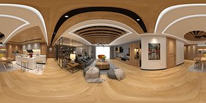 Panoramic Log Style LivingRoom