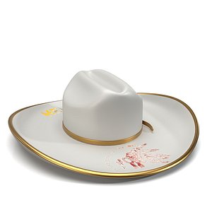 3D model Alberta Canada Souvenir 22k Gold Cowboy ceramic Hat