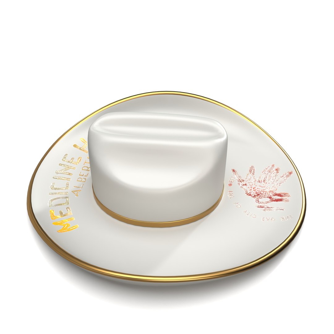 3D model Alberta Canada Souvenir 22k Gold Cowboy ceramic Hat https://p.turbosquid.com/ts-thumb/Ts/nZF6Sq/Pc/1920_view03/jpg/1712395809/1920x1080/fit_q87/b608aaaa9293e77a8895e614dc867b810e8054b5/1920_view03.jpg