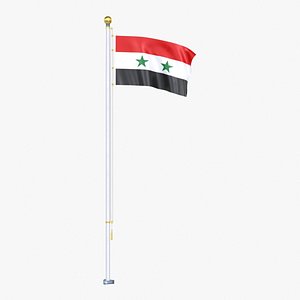 Syria Flag Stand Pole Animated Loop