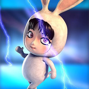 Cute cartoon rabbit have a binding 3D model