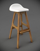 Erik Buch Style Wooden Bar Stool