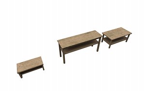 3D model wooden table set