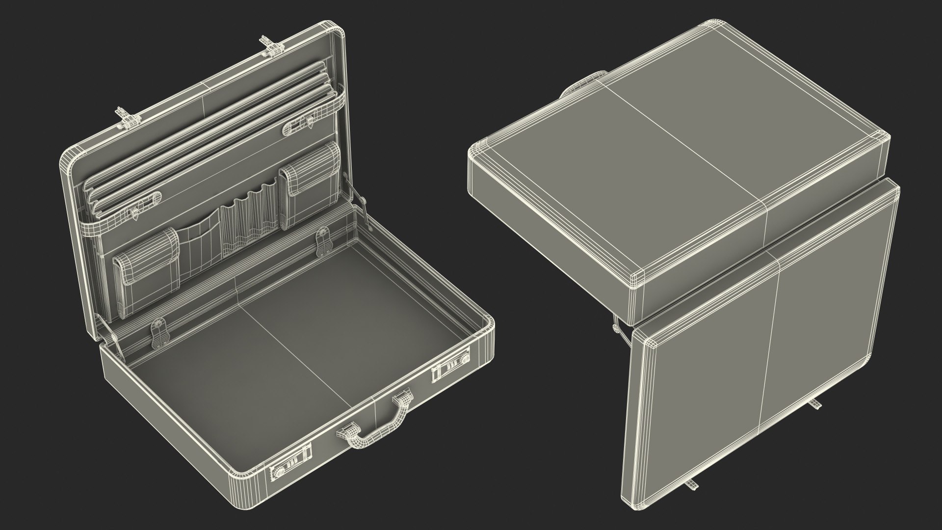 Opened Hard Shell Leather Briefcase Black 3D Model - TurboSquid 1745084