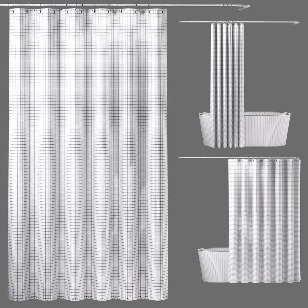 3D Model Bath Curtain Set 2 1 - TurboSquid 2228065
