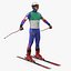 Downhill Male Skier Rigged 3D Model