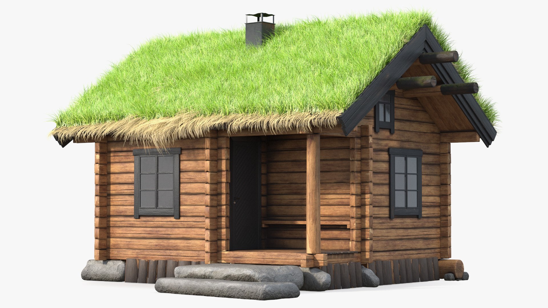 Wooden Hunting Lodge Fur 3D model preview